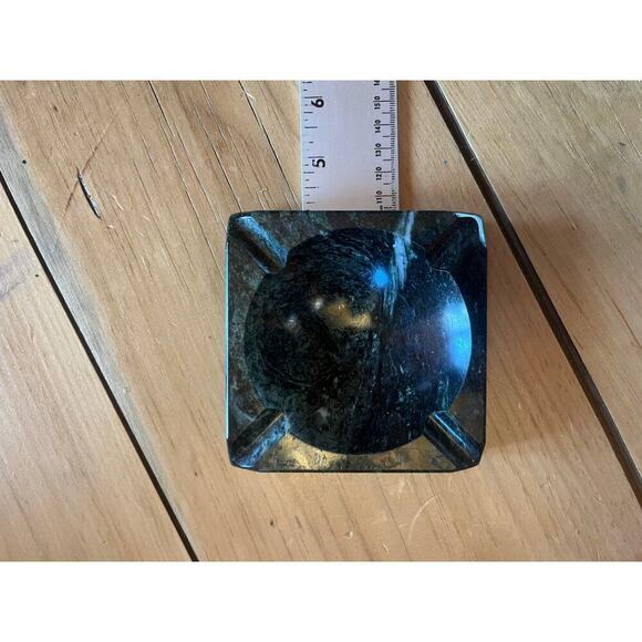 Vintage Green Stone Ashtray. Marbled. Square. Bar Decor. Man cave - Picture 8 of 10